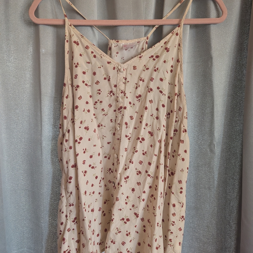 No Boundaries Cream Tank Top with Red Floral Print
